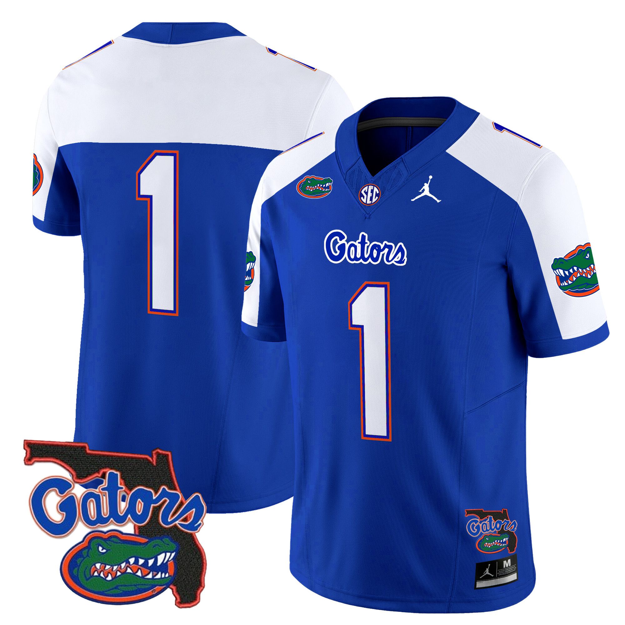 Men Florida Gators #1 No Name Blue 2024 Florida Patch Vapor Limited NCAA Jersey->ncaa teams->NCAA Jersey